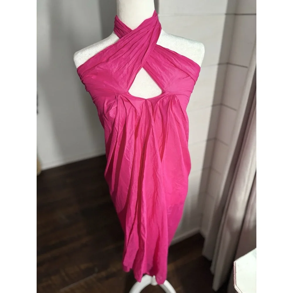 J Crew Sarong Dress Womens XS Pink Convertible Beach Skirt Bandeau Halter‎ Bow